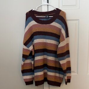 Bobeau Cozy Striped Sweater in Earth Tones